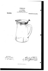 U. S. Glass Jug Design Patent D 43350-1