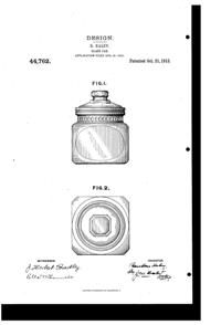 U. S. Glass Jar Design Patent D 44762-1