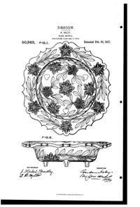 U. S. Glass Cut Footed Bowl Design Patent D 50349-1