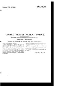 U. S. Glass # 9354 Ash Tray Design Patent D 69365-2