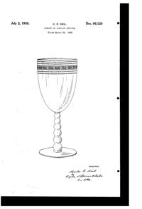 U. S. Glass Decoration on #15082 Goblet Design Patent D 96120-1