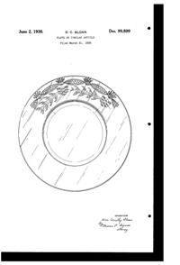U. S. Glass Cutting on Plate Design Patent D 99899-1