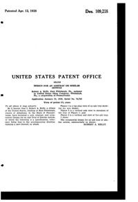 U. S. Glass #15365 Cascade Ash Tray Design Patent D109218-2