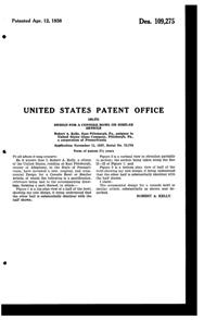 U. S. Glass #15365 Cascade Bowl Design Patent D109275-3
