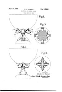 U. S. Glass # 6421 Cellini Bowl Design Patent D165264-1