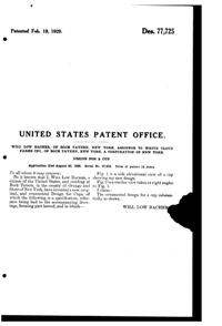 McKee Bottoms Up Cup Design Patent D 77725-2
