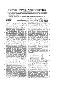 MacBeth-Evans Illuminating Glass Patent 1097600-1