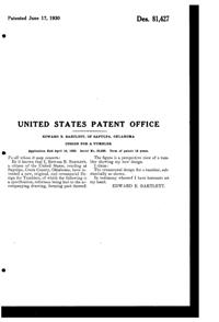 Bartlett Collins Tumbler Design Patent D 81427-2