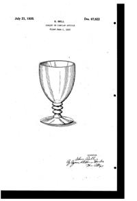 Bryce # 555 Goblet Design Patent D 67822-1 Bryce # 555 Goblet Design Patent D 67822-1