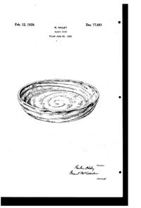 Consolidated #1100 Catalonian #1108 Bowl Design Patent D 77691-1