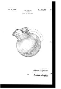 Hazel-Atlas #9937 Tilt Ball Pitcher Design Patent D118727-1