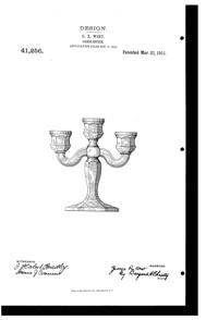 Westmoreland #1013 Toy Candelabra Design Patent D 41256-1