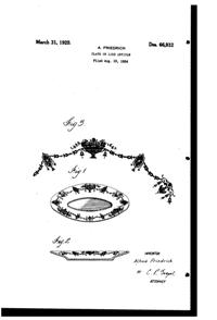 National Silver Deposit Ware Bouquet & Ornaments Swag Decoration on Plate Design Patent D 66932-1