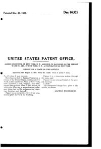 National Silver Deposit Ware Victoria Decoration on Plate Design Patent D 66933-2