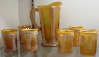 Greentown Holly Amber Water Set