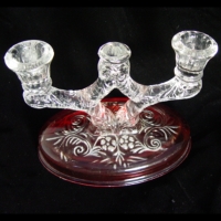 Century Metalcraft Maestro Decoration on McKee Rock Crystal Candlesticks