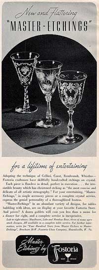 Fostoria Master Etchings Ad
