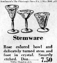 Tiffin #15024 Stemware with Flanders Etch Advertisement
