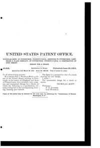 Pittsburgh Lamp, Brass & Glass Light Fixture Shade Design Patent D 42634-2