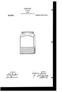 Pittsburgh Lamp, Brass & Glass Light Fixture Shade Design Patent D 44245-1