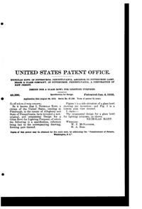 Pittsburgh Lamp, Brass & Glass Light Fixture Globe Design Patent D 48390-2