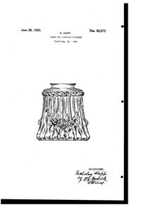 Pittsburgh Lamp, Brass & Glass Light Fixture Shade Design Patent D 62573-1 Pittsburgh Lamp, Brass & Glass Light Fixture Shade Design Patent D 62573-1