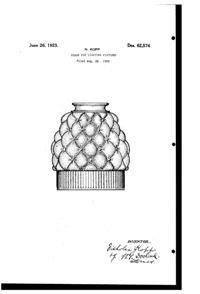 Pittsburgh Lamp, Brass & Glass Light Fixture Shade Design Patent D 62574-1 Pittsburgh Lamp, Brass & Glass Light Fixture Shade Design Patent D 62574-1