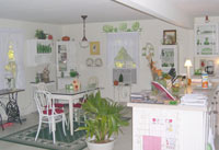 Dining Area with Green Glass