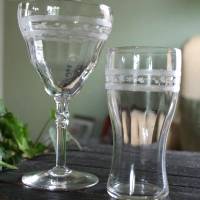 Bryce # 325 Goblet and Unknown Tumbler w/ #325-4 Needle Etch