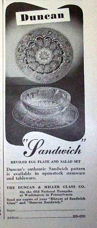 Duncan & Miller Sandwich Egg Plate Ad