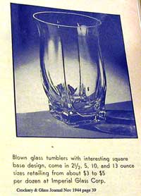 Imperial Square Base Tumbler Ad