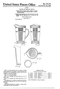 Anchor Hocking Wexford Pitcher Design Patent D215744-1