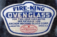 Anchor Hocking Fire-King Oven-Glass Label