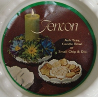 Fenton Ash Tray Label