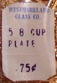 Westmoreland # 508 Cup Plate Label