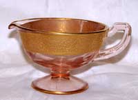 Co-Operative Flint # 500 Creamer with Unknown Gold Encrusted Etch