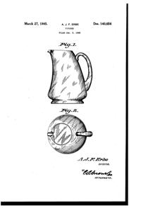 West Virginia Glass Specialty Pitcher Design Patent D140656-1