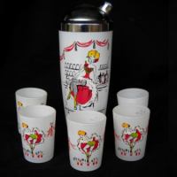 Hazel-Atlas Bottoms-Up Cocktail Set