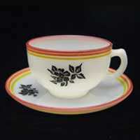 Hazel-Atlas Ovide Platonite with Black Floral Decoration