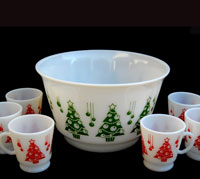 Hazel-Atlas Christmas Tree Punch Bowl