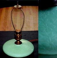 Jefferson Pancake Lamp w/ Floral Etch