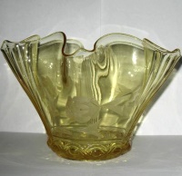 Lancaster # 378/10 Cable Fluted Vase w/ Rose Cutting