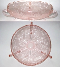 Lancaster # 800 Footed Console Bowl w/ Deco Brocade Etch