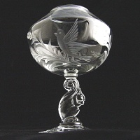Libbey Nash Squirrel Ivy Vase w/ Bird Cutting