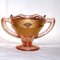 Liberty Works Octagon Optic "Egg Harbor" Cream & Sugar w/ Gold Encrusted Etch