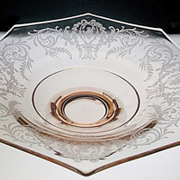 Liberty Works Footed Console Bowl w/ Unknown Cupid Etch