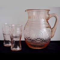 Macbeth-Evans # 7553 - 7558 Ringed Target Ice Tea Set