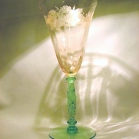 Maryland Glass Co. Bi-Color Stem w/ Rose Etch