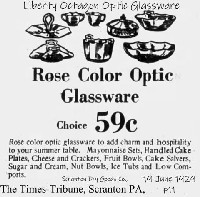 Liberty Works Octagon Optic Rose Glassware Advertisement