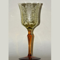 Potomac Bi-Color Water Goblet w/ "Shield" Etch